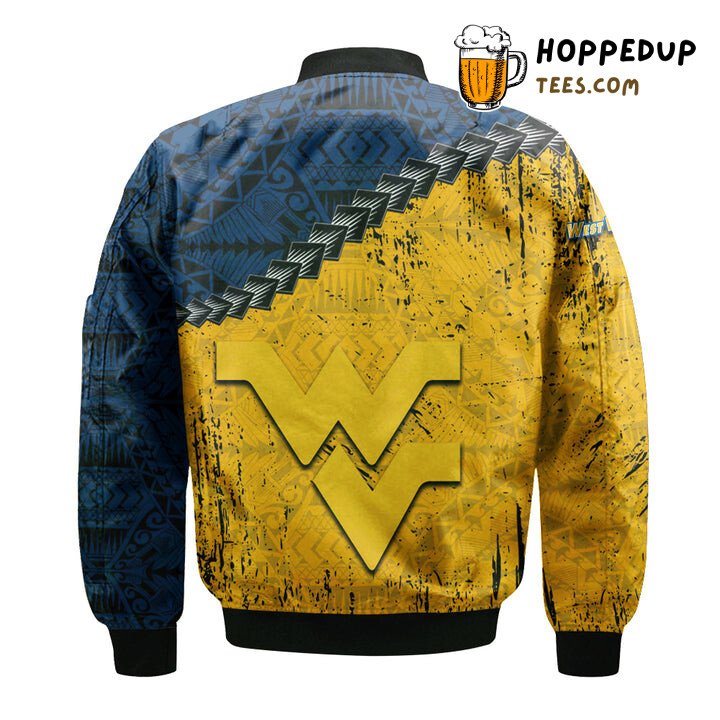 West Virginia Mountaineers NCAA Gold Blue Bomber Jacket Sports Edition