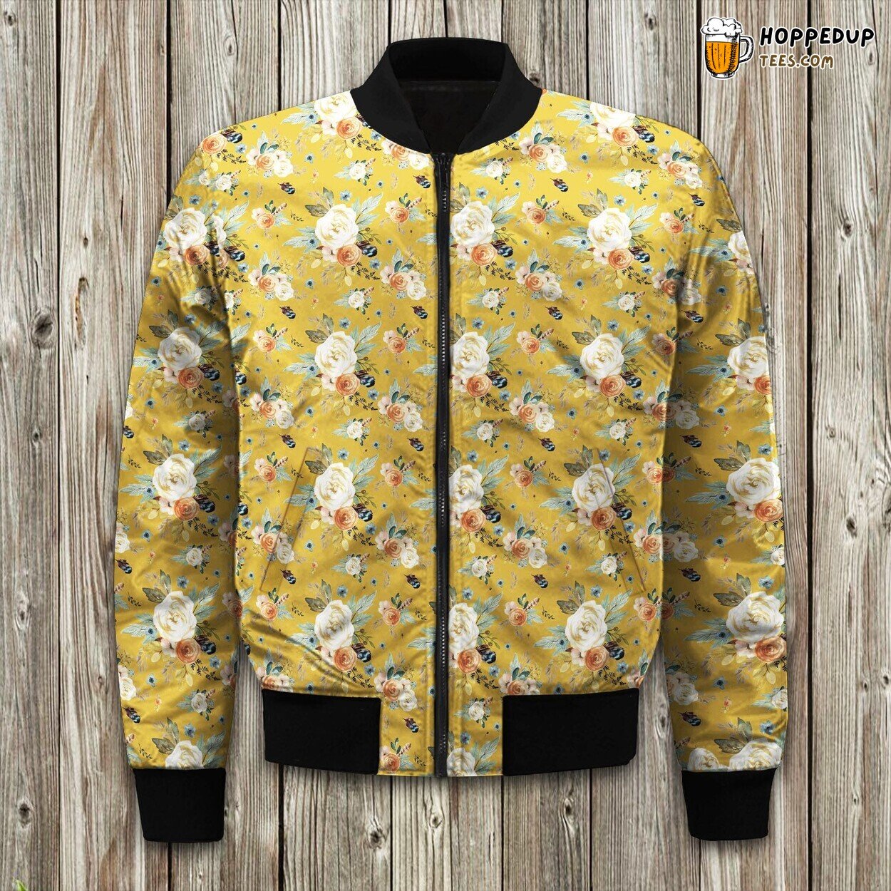 Western Autumn Mustard Color Bomber Jacket