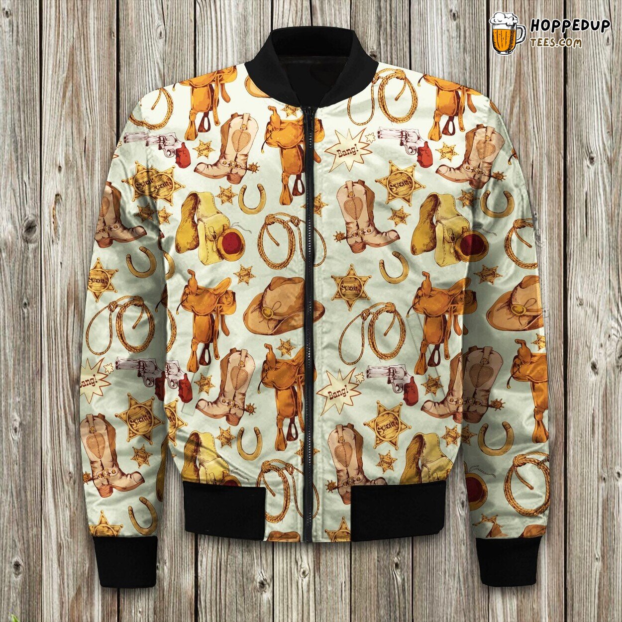 Western Cowboy Design Pattern Bomber Jacket