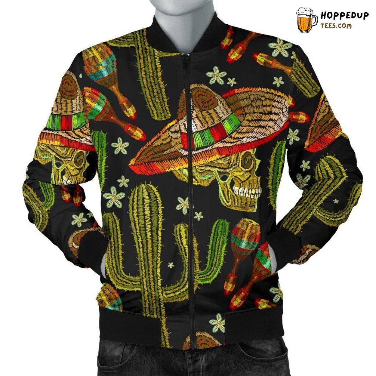 Western Desert Cactus Cowboy Men’s Bomber Jacket Adventure Design Tribute