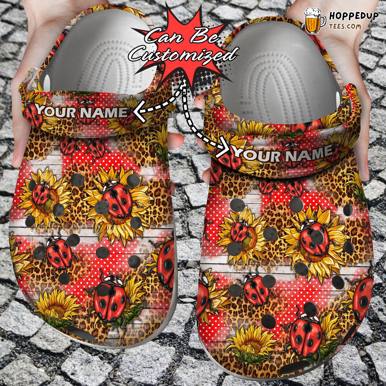Western Ladybug Sunflowers Seamless Pattern Custom Clog Shoes