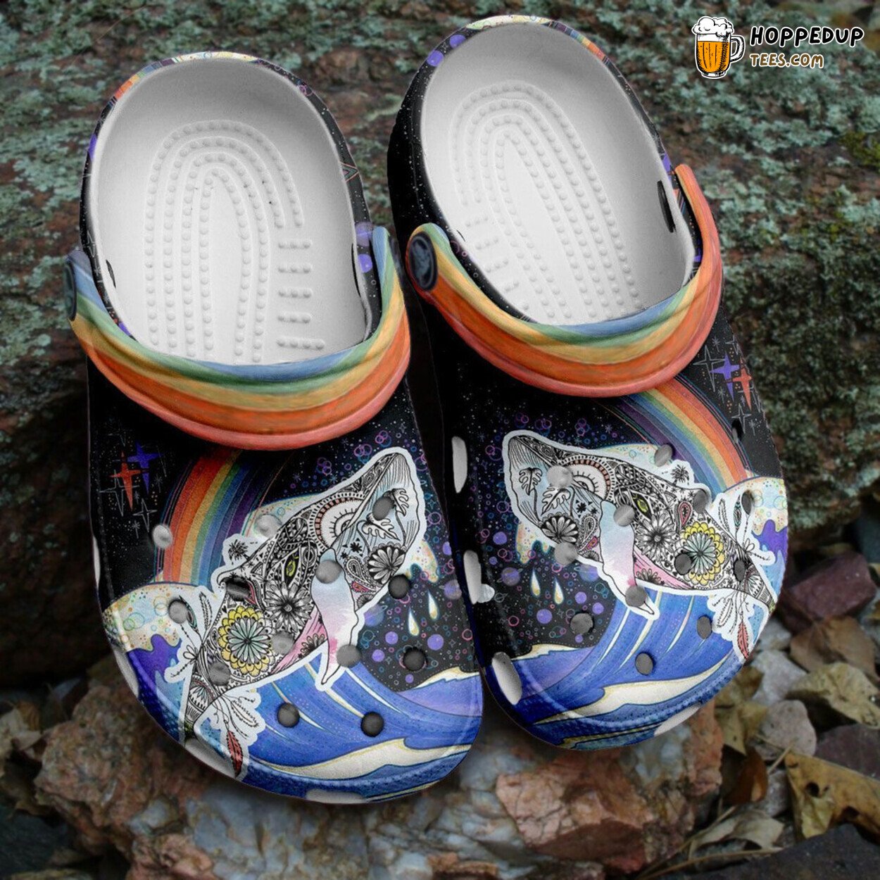 Whale Flower Art Rainbow Lover Gift Rubber Clogs Shoes Comfortable
