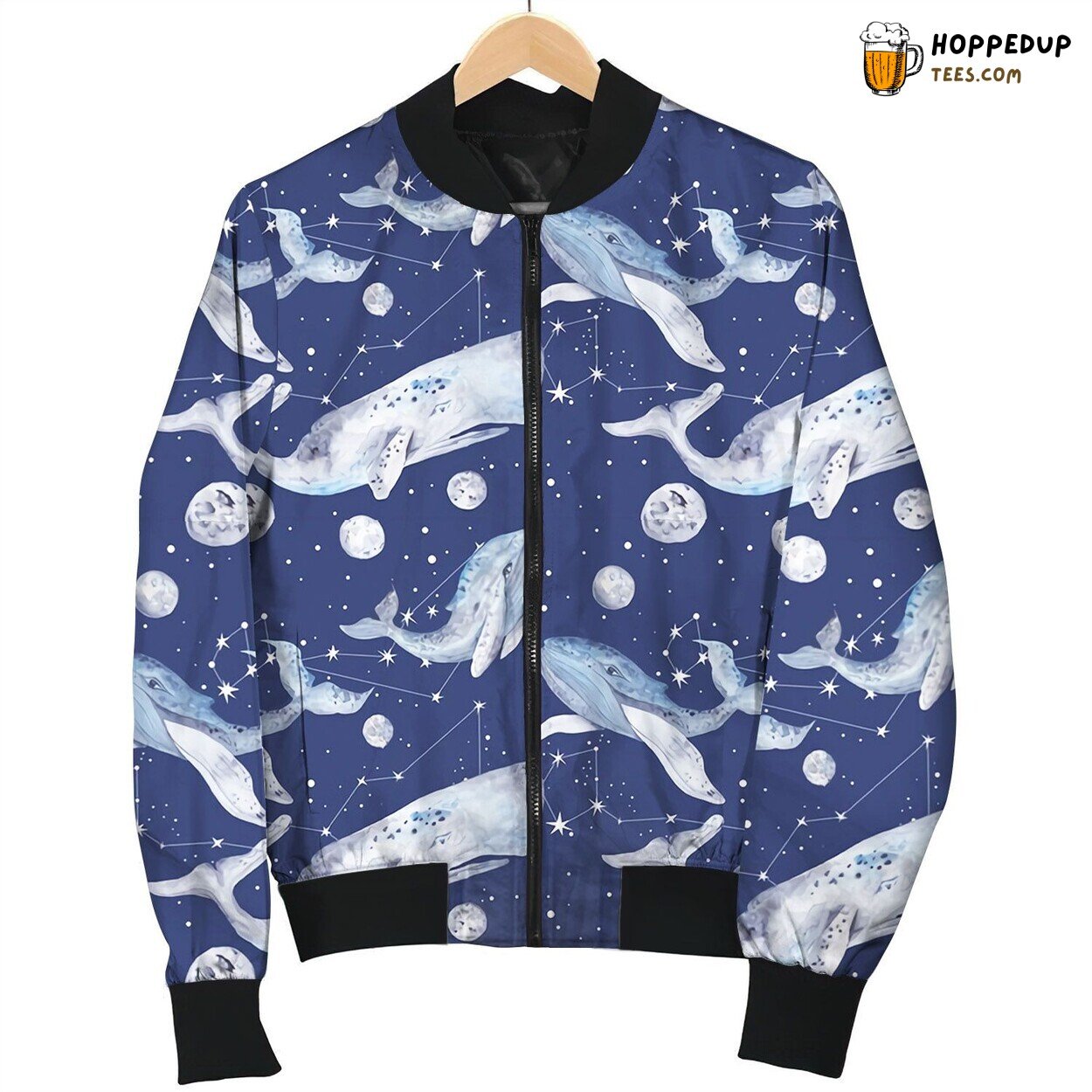 Whale Galaxy Artwork Winter Bomber Jacket Cosmic Ocean Beauty