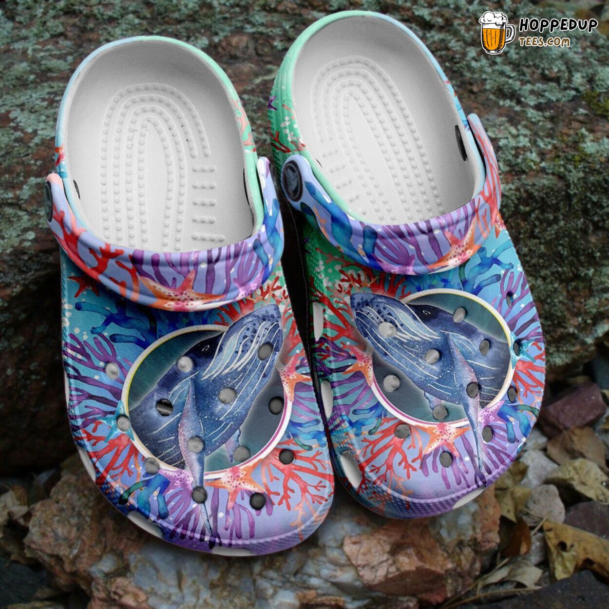 Whale Watercolor Sea Story Summer Lover Gift Comfortable Rubber Clogs