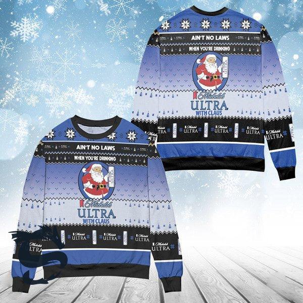 When You’Re Drinking Michelob Ultra With Santa Claus Ugly Sweater HU