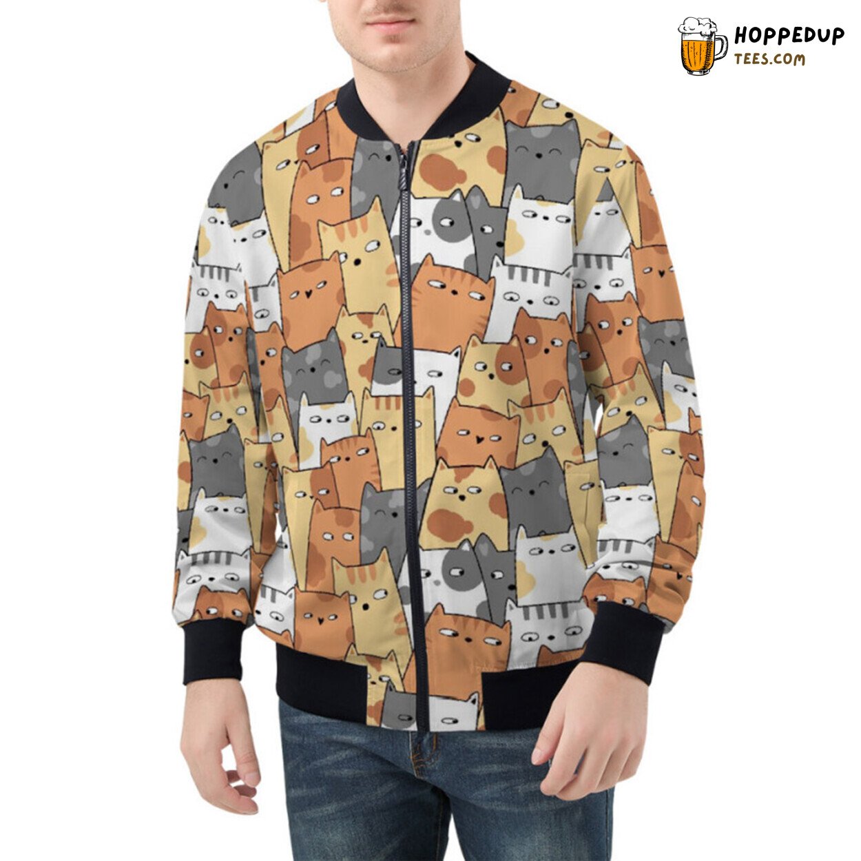 Whimsical and Playful Visions of Cute Kittens Bomber Jacket