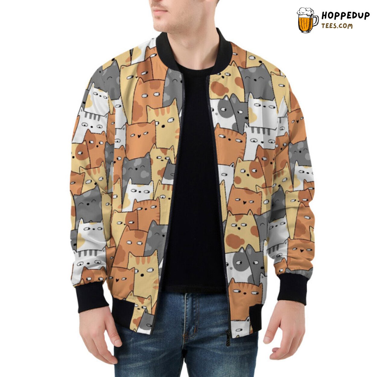 Whimsical and Playful Visions of Cute Kittens Bomber Jacket