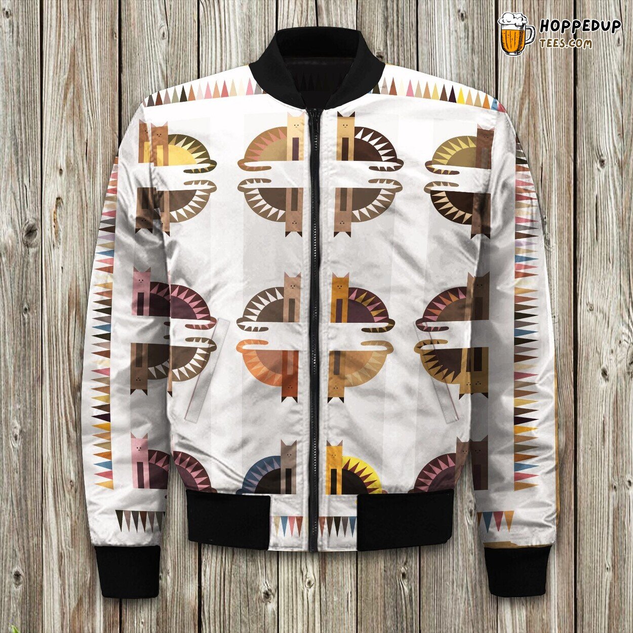 Whimsical Cat Design Winter Bomber Jacket Feline Lover’s Fashion Choice