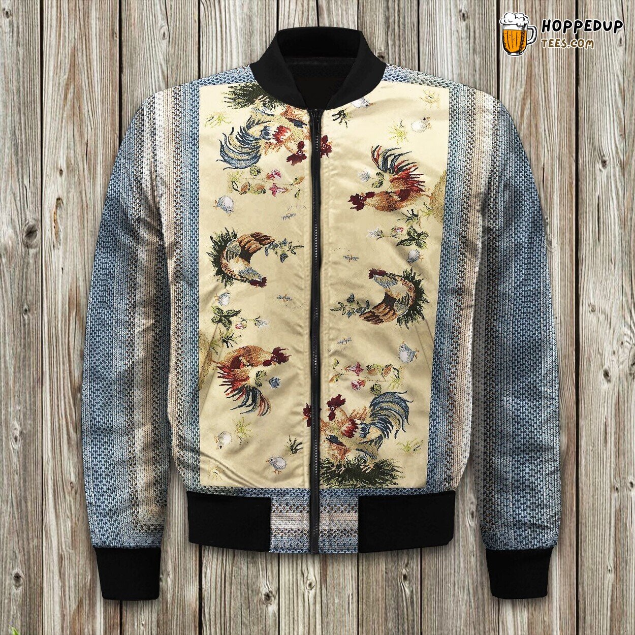 Whimsical Chicken Design Winter Bomber Jacket Luxurious Padded Warmth Ensured