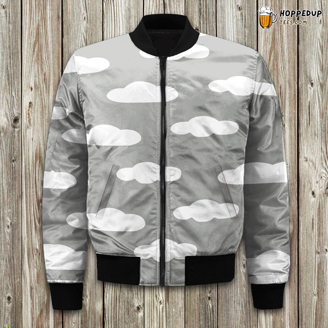 Whimsical Cloud Art Winter Bomber Jacket Padded Design Warmth Ensured