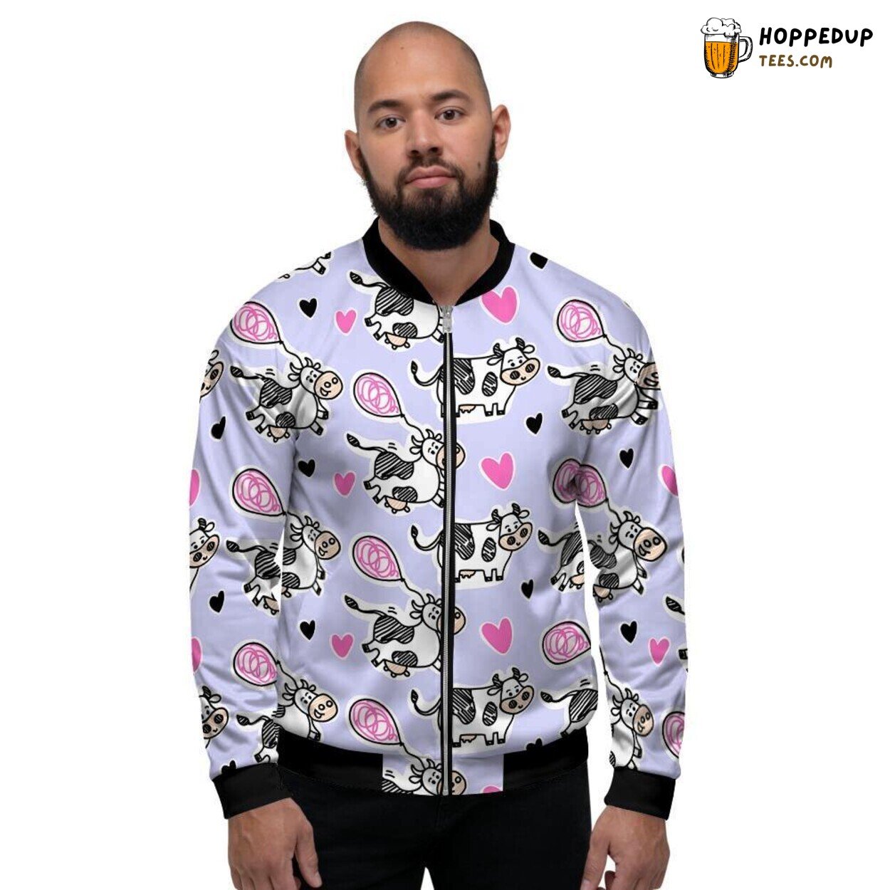Whimsical Cow Doodles Art Display Men’s Bomber Jacket Playful Bovine Patterns Whimsical Cow Doodles Art Display Men’s Bomber Jacket Playful Bovine Patterns