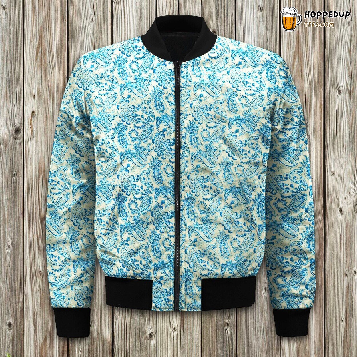 Whimsical Oceana Paisley Winter Bomber Jacket Bohemian Chic Fashion