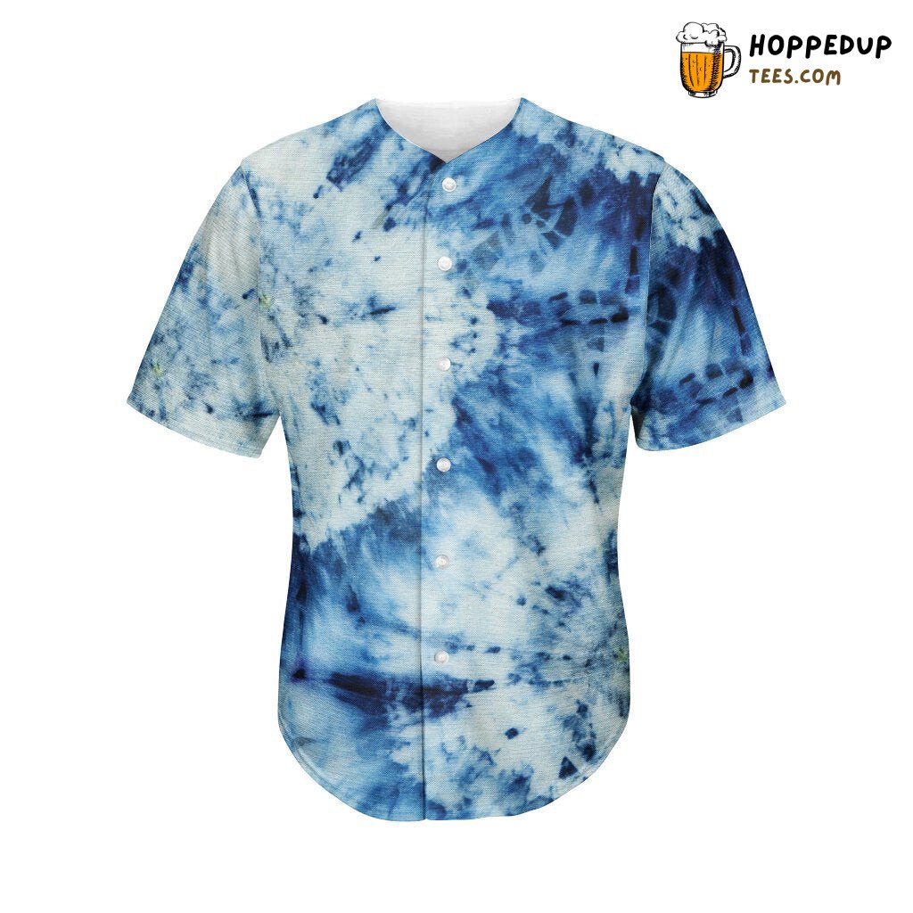 White And Blue Tie Dye Baseball Tee Jersey Shirts 3D