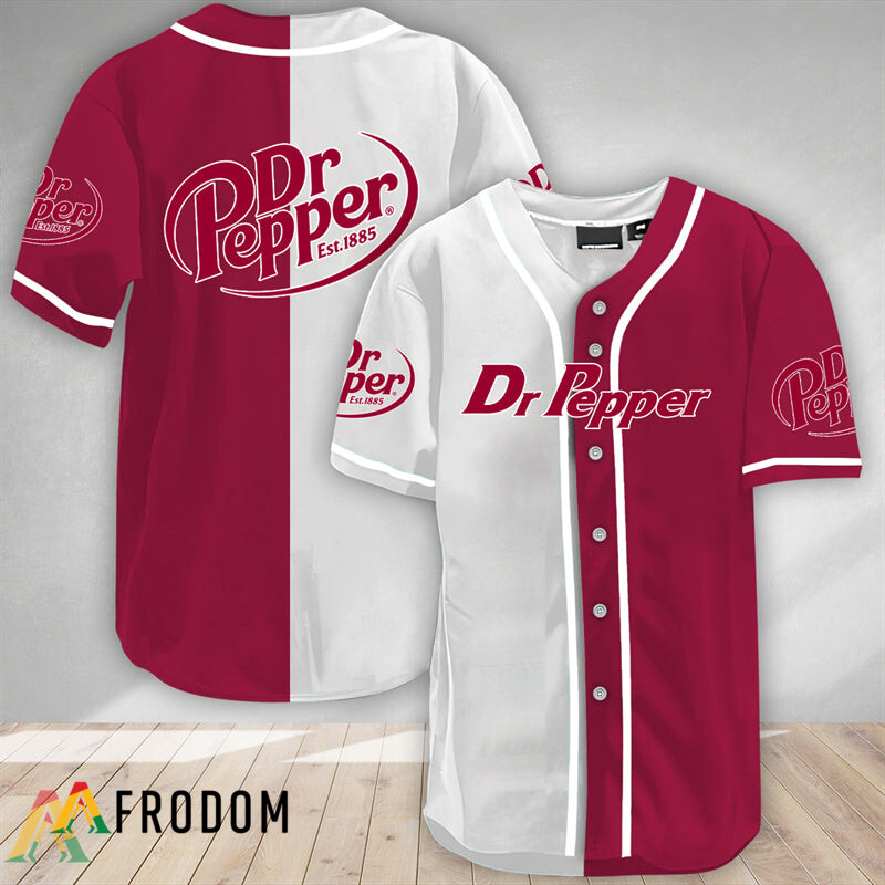 White And Crimson Split Dr Pepper Baseball Jersey HU