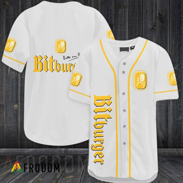White Baseball Jersey Bitburger Beer HU