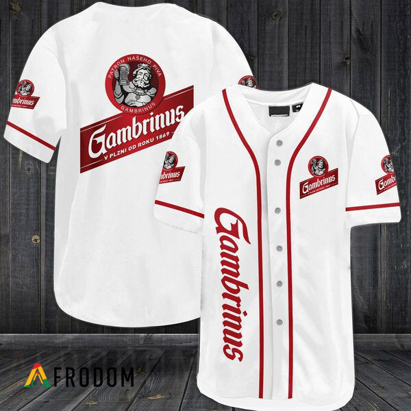 White Baseball Jersey Gambrinus Beer HU