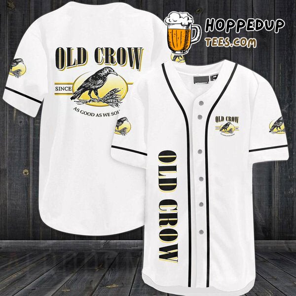 White Baseball Jersey Inspired by Old Crow Whiskey Unique Design Edition