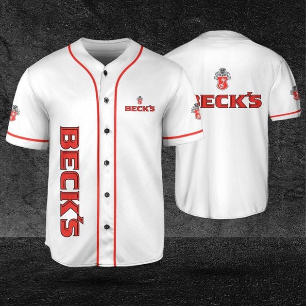 White Beck’s Beer Themed Baseball Jersey HU