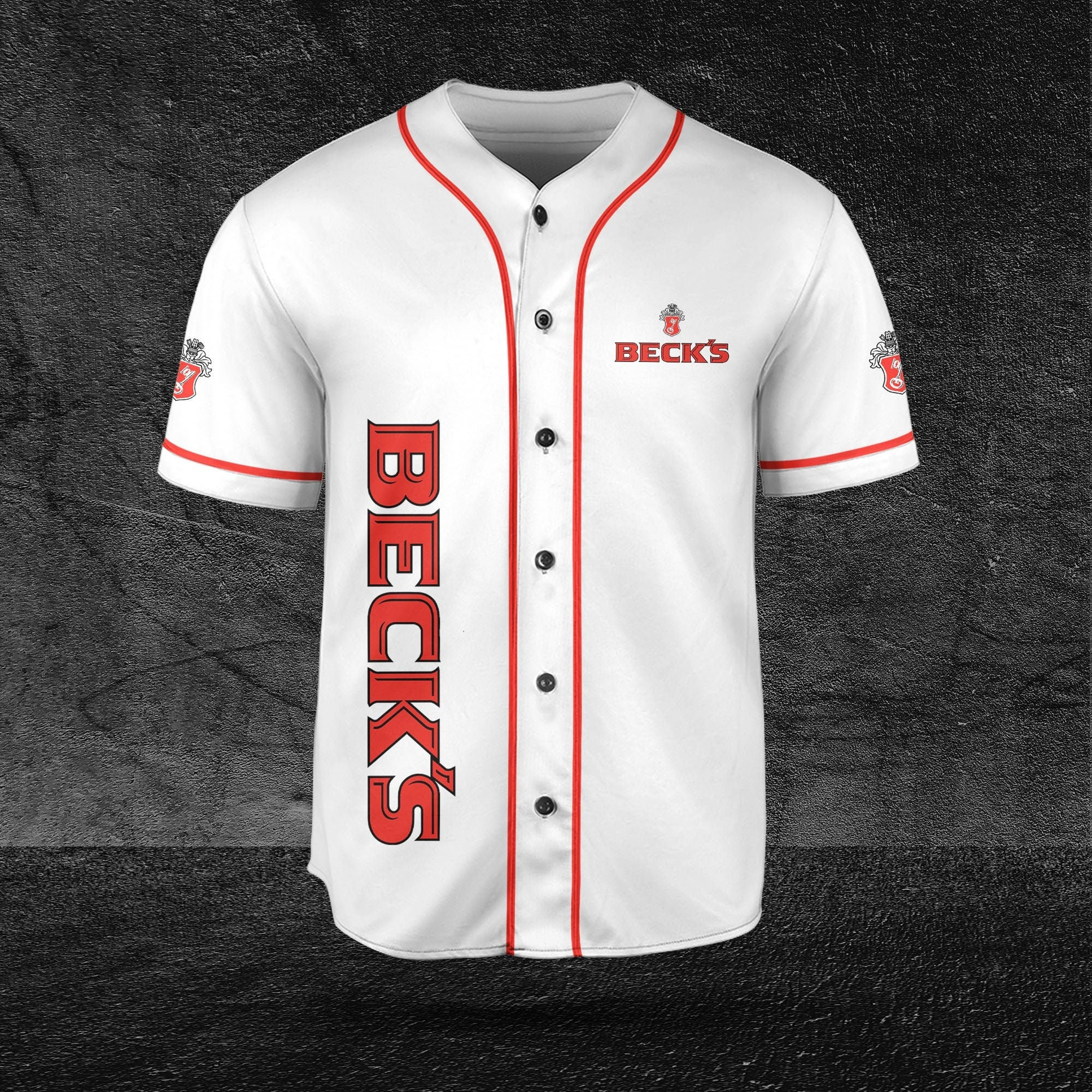 White Beck’s Beer Themed Baseball Jersey HU