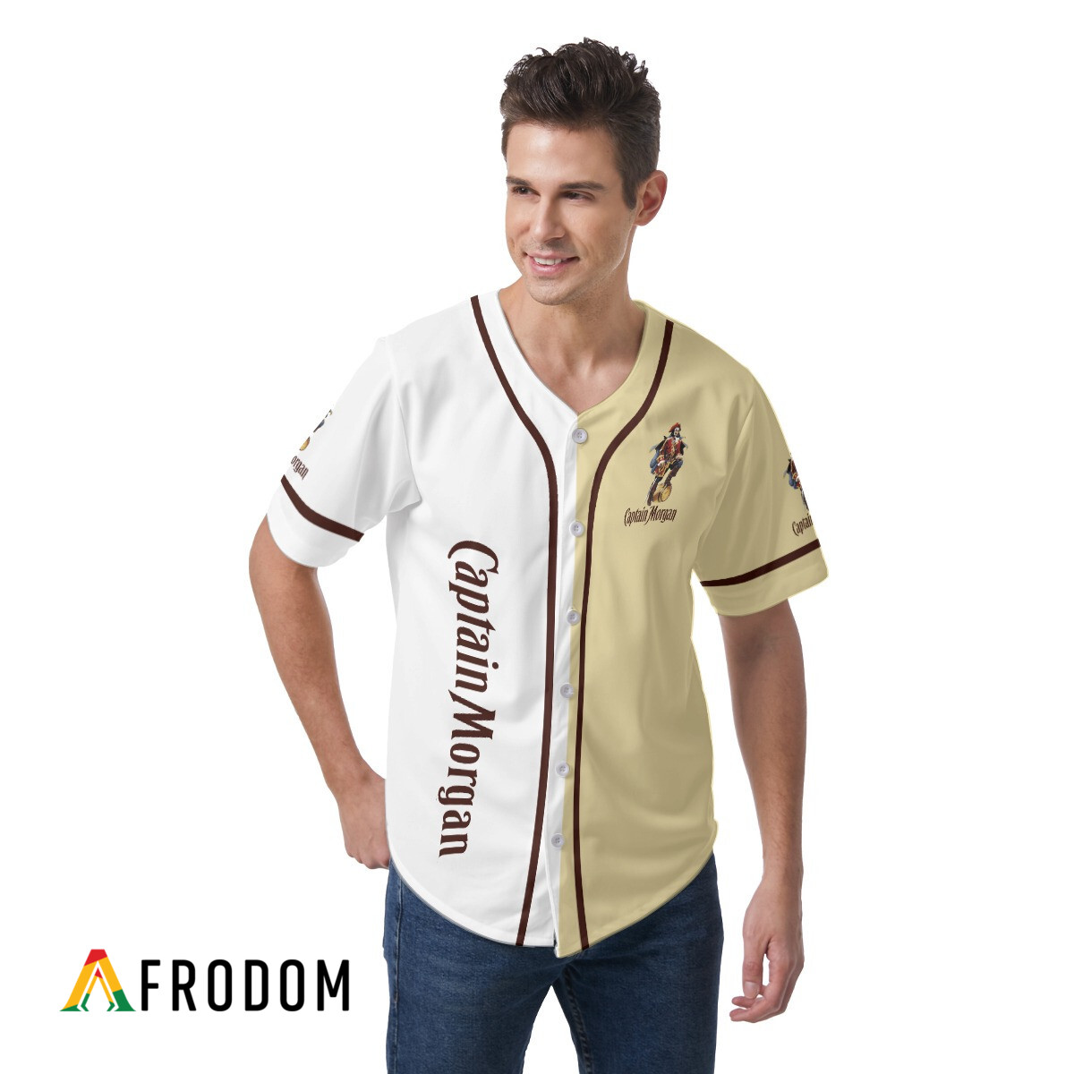 White Beige Captain Morgan Baseball Jersey HU