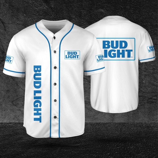 White Bud Light Themed Basketball Jersey Beer Shirt HU