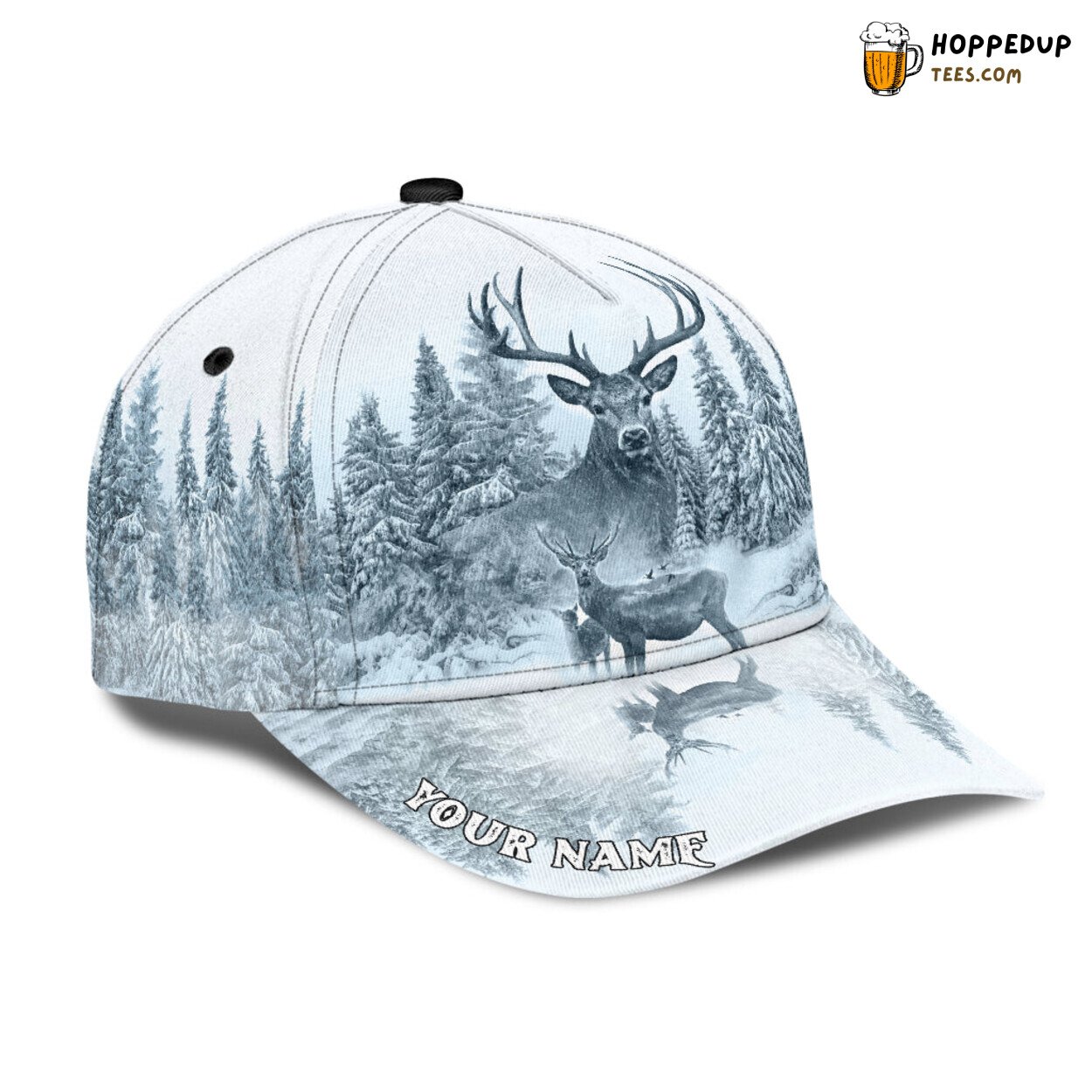 White Deer Hunting 3D Print Baseball Cap Personalized Classic Design