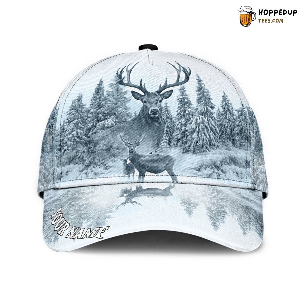 White Deer Hunting 3D Print Baseball Cap Personalized Classic Design White Deer Hunting 3D Print Baseball Cap Personalized Classic Design