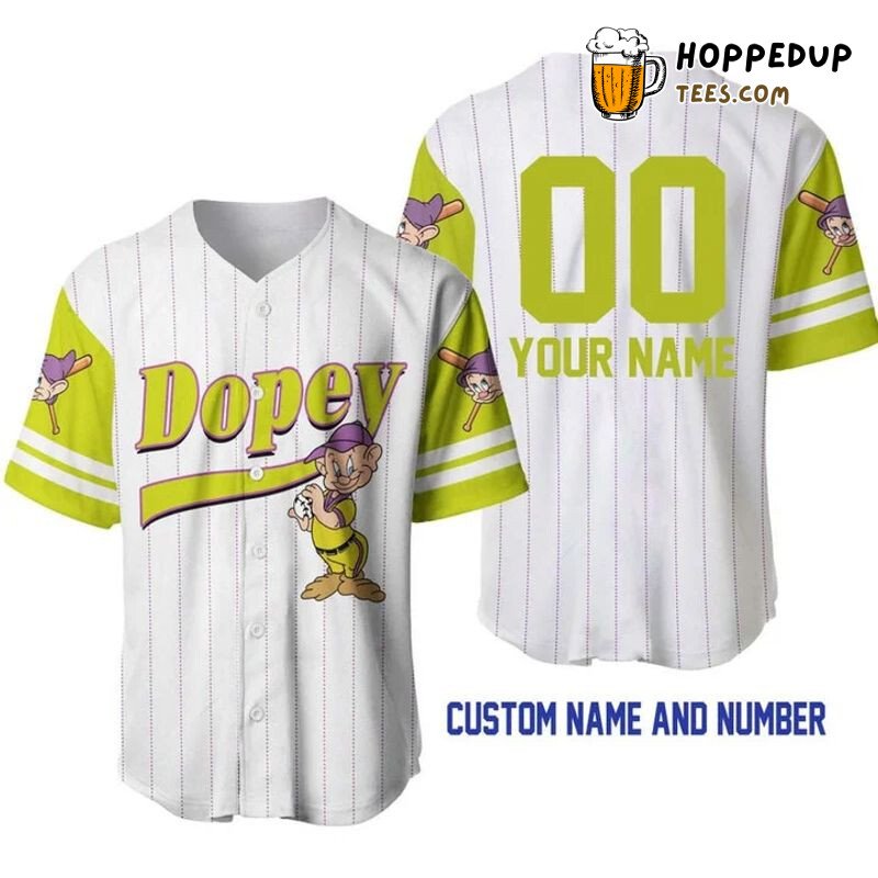 White Dopey Dwarf Pinstripe 3D Print Personalized Baseball Jersey