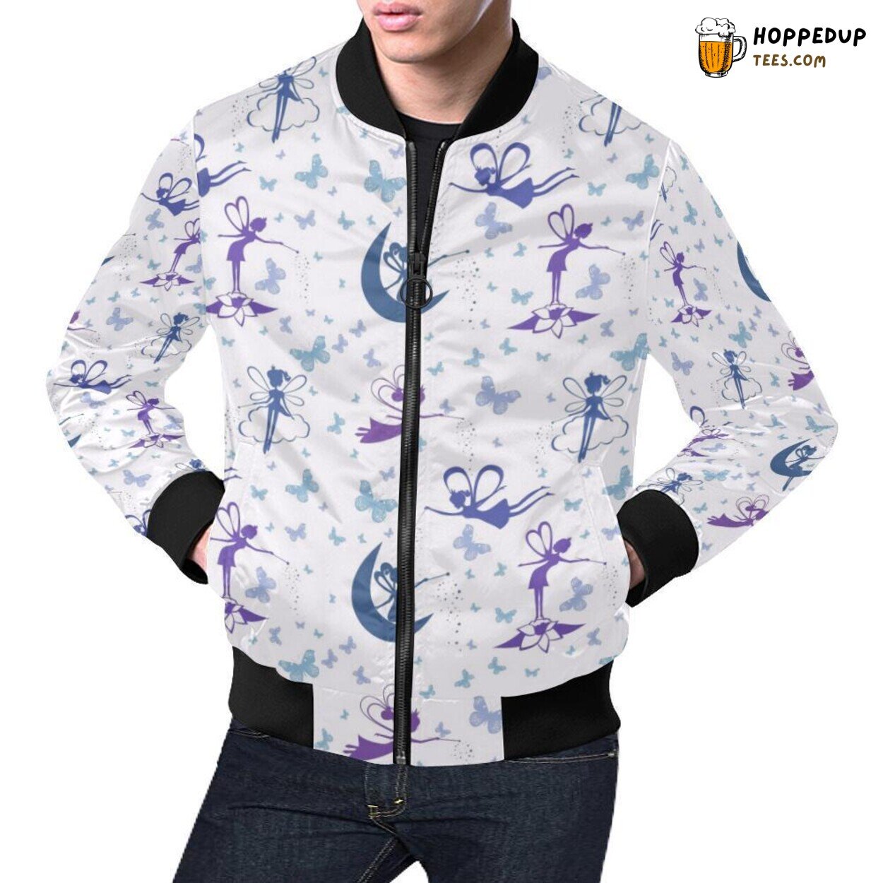 White Fairy Distinct Pattern Men’s Bomber Jacket Unique Design Exclusive White Fairy Distinct Pattern Men’s Bomber Jacket Unique Design Exclusive