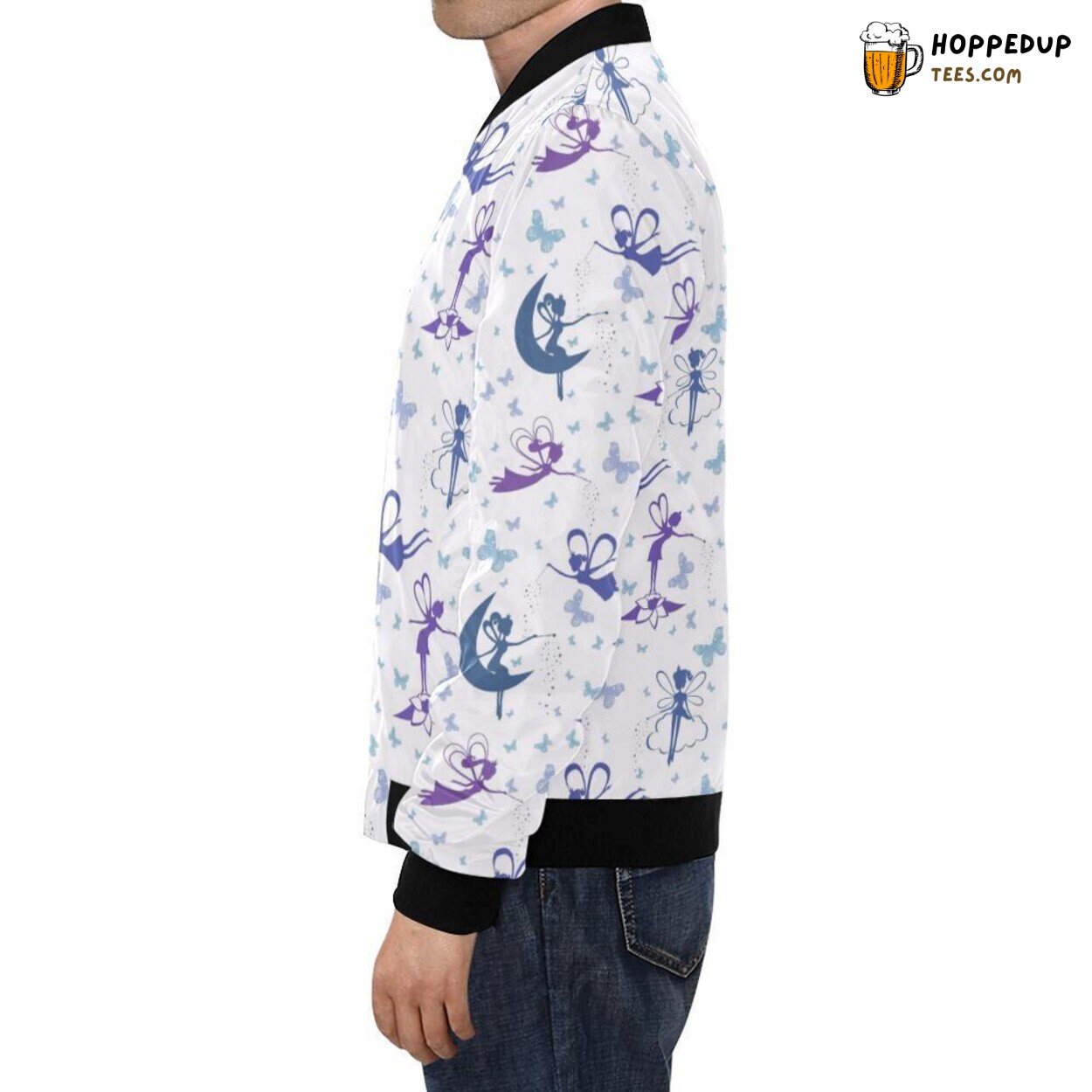 White Fairy Distinct Pattern Men’s Bomber Jacket Unique Design Exclusive