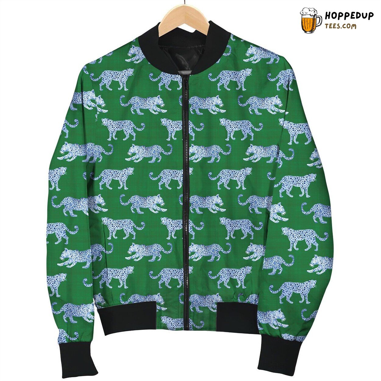 White Leopard Theme Stylish Winter Bomber Jacket Elegant Pattern