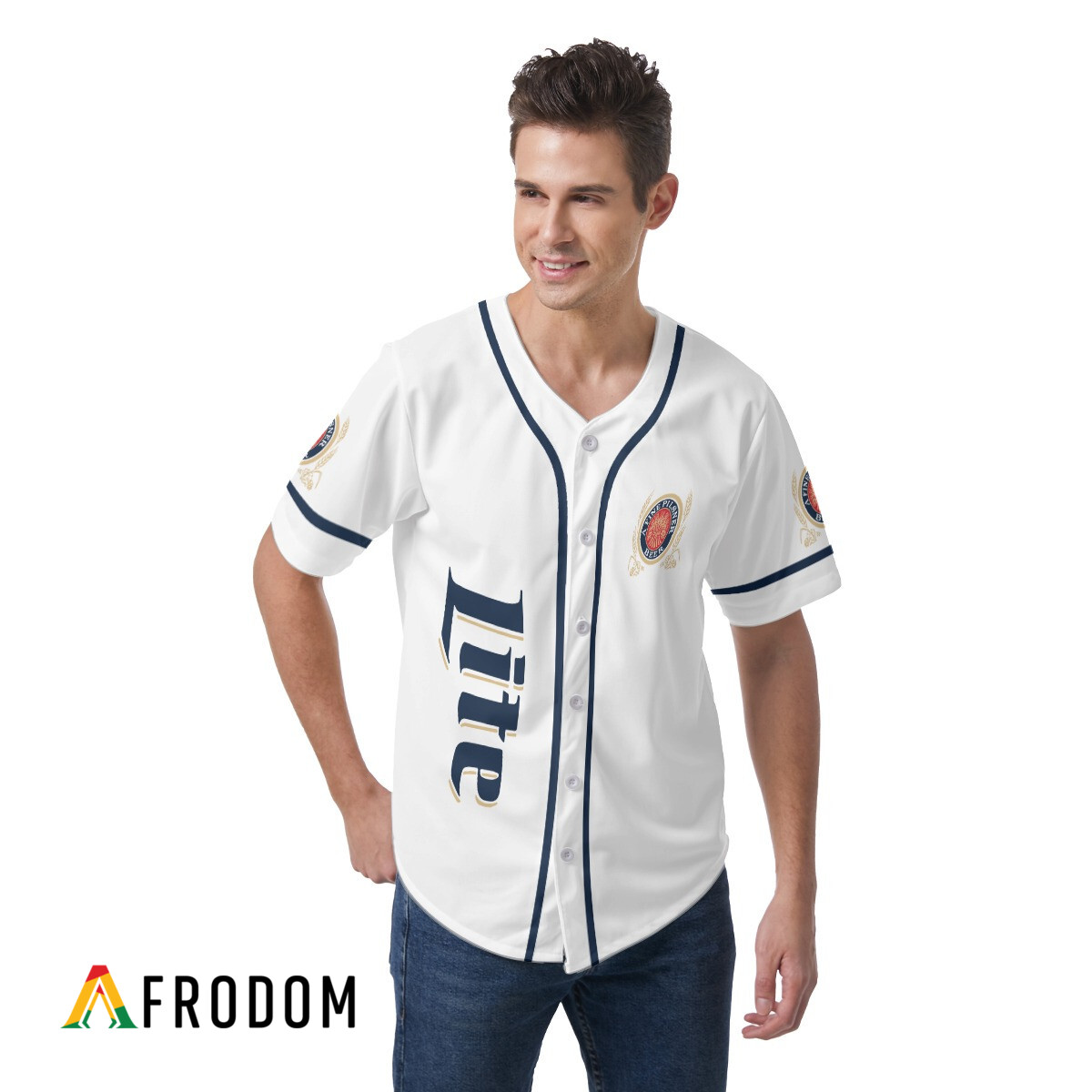 White Miller Lite Baseball Jersey HU