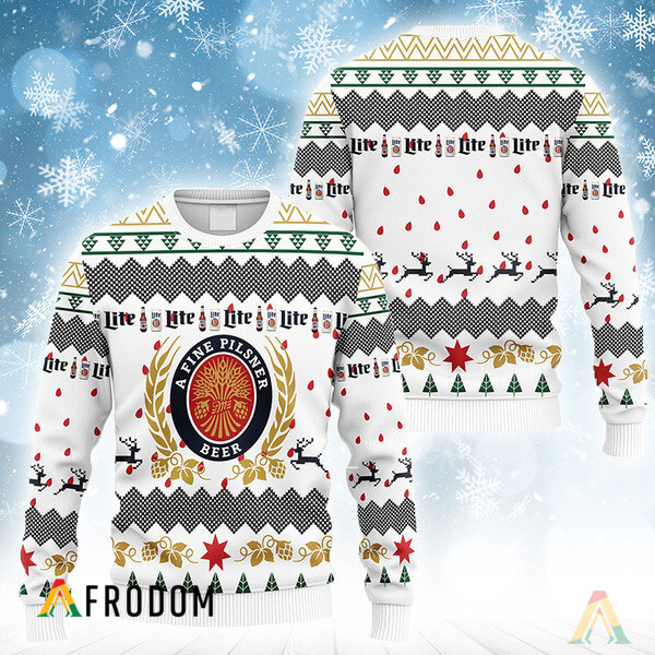 White Miller Lite Christmas Ugly Sweater HU White Miller Lite Christmas Ugly Sweater HU