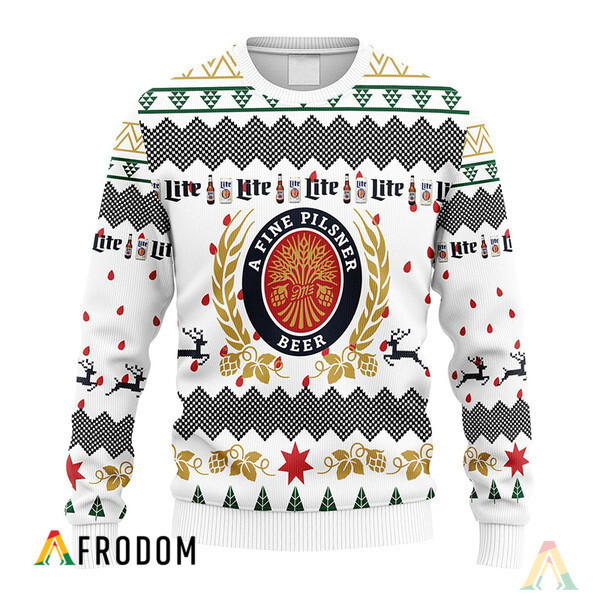 White Miller Lite Christmas Ugly Sweater HU