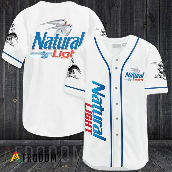 White Natural Light Baseball Jersey HU
