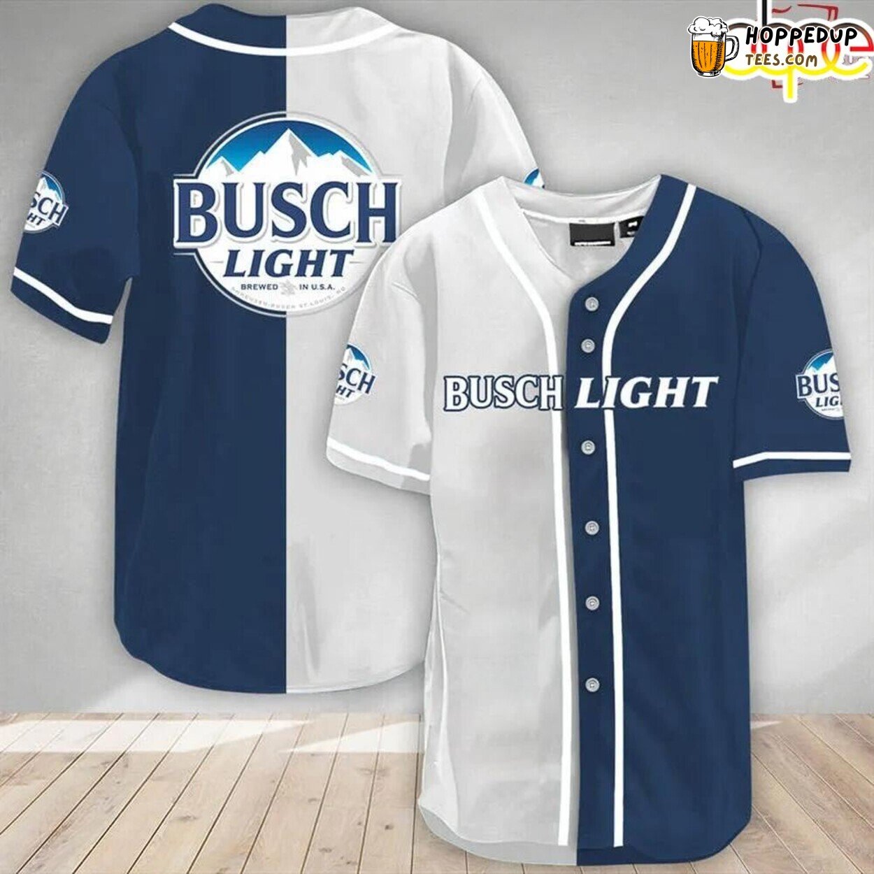White Navi Split Busch Light Unique Design Baseball Jersey Authentic