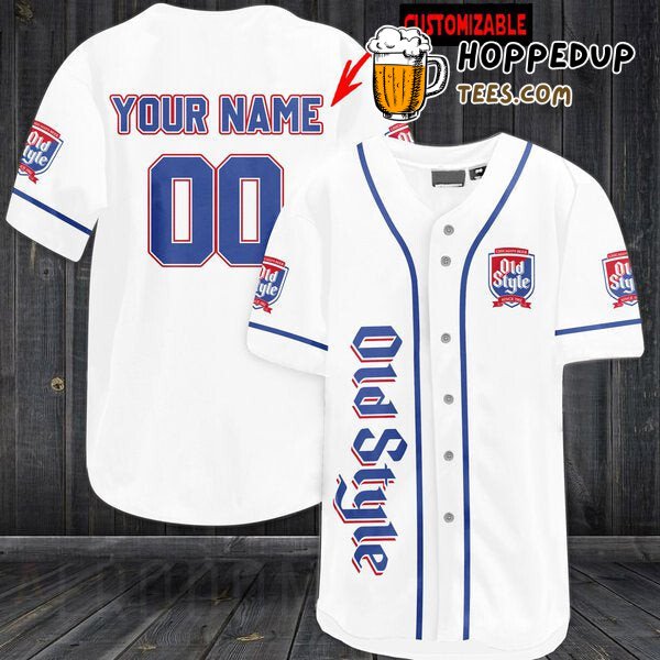 White Old Style Beer Tribute Personalized Baseball Jersey Classic