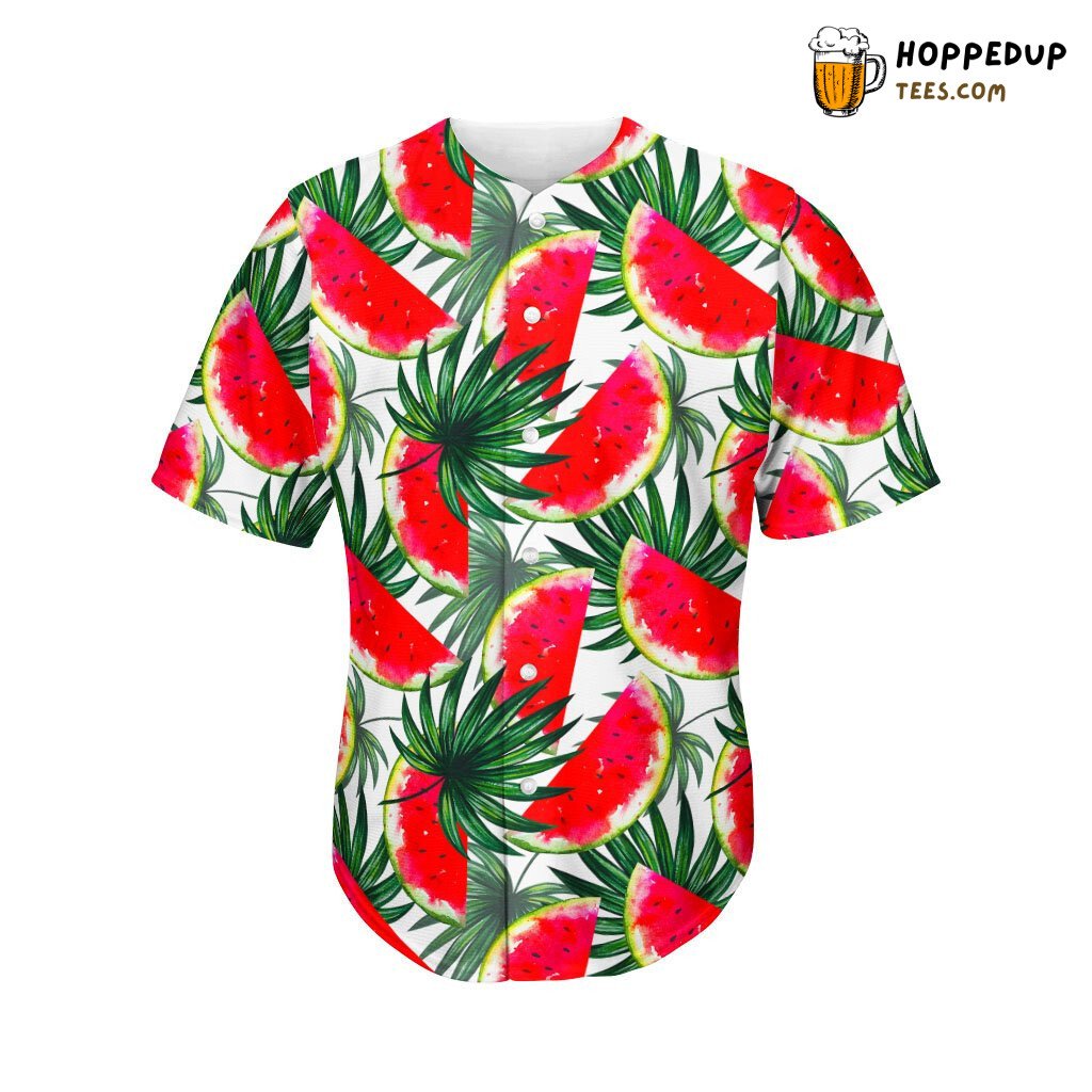 White Palm Leaves Watermelon Baseball Tee Jersey Shirts 3D