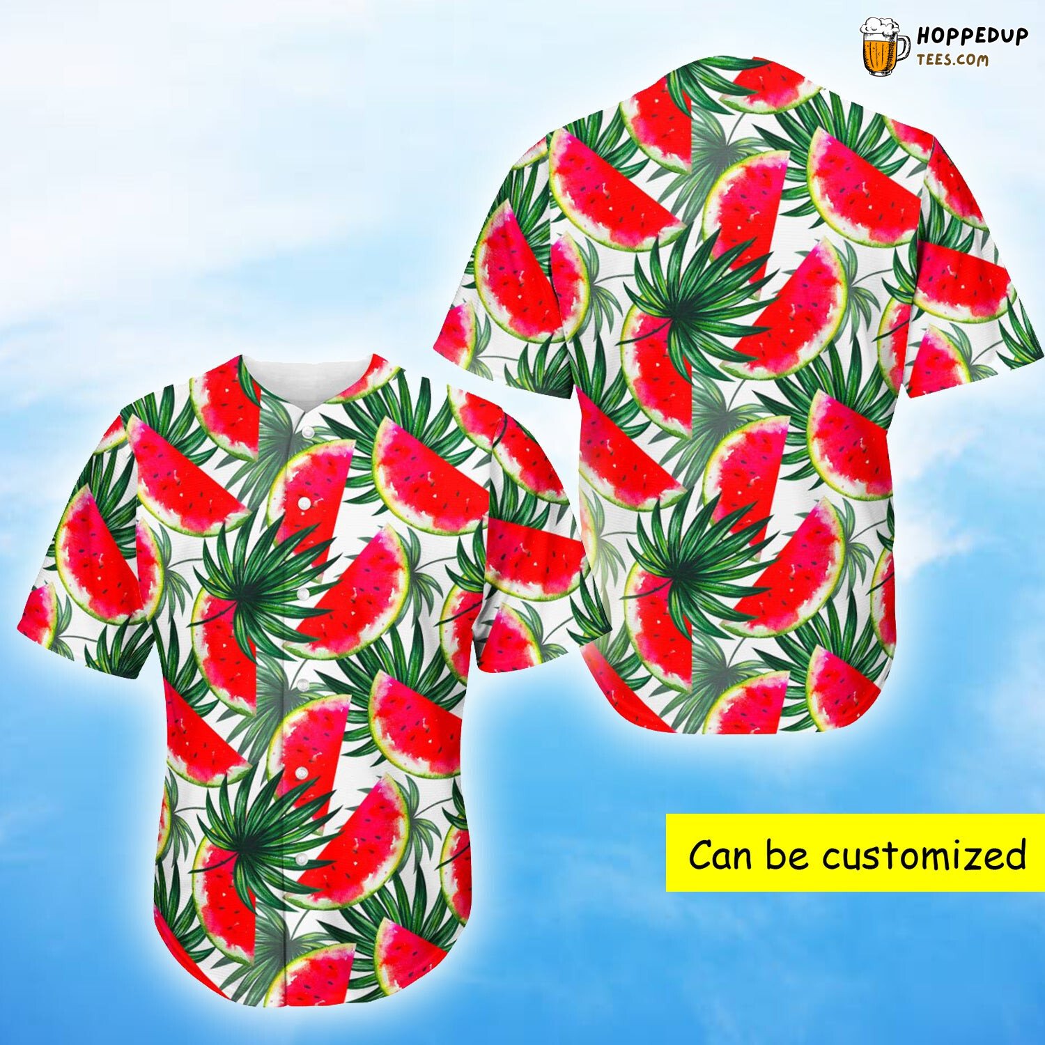 White Palm Leaves Watermelon Baseball Tee Jersey Shirts 3D White Palm Leaves Watermelon Baseball Tee Jersey Shirts 3D