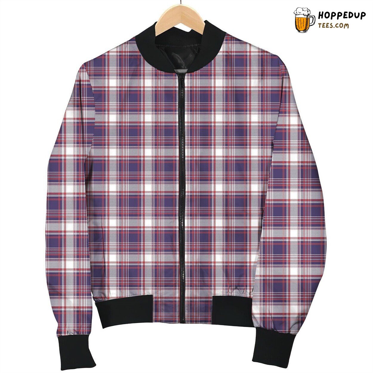 White Purple Tattersall Bomber Jacket