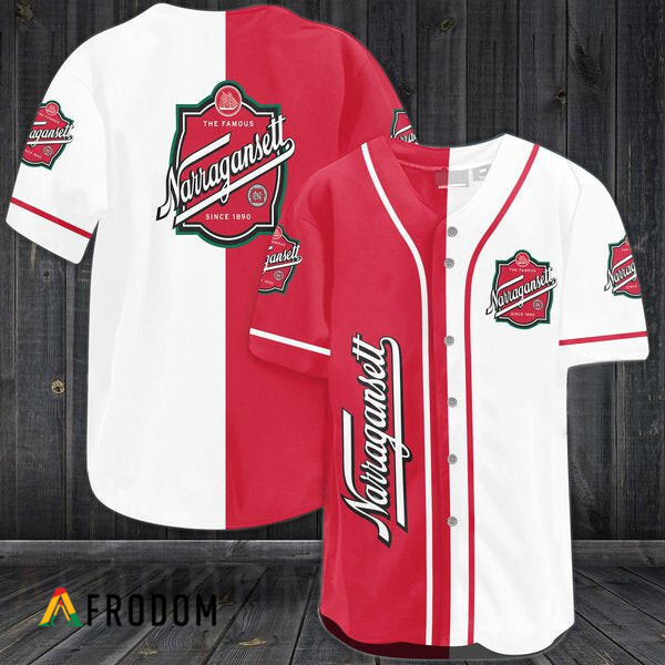 White Red Narragansett Beer Baseball Jersey HU