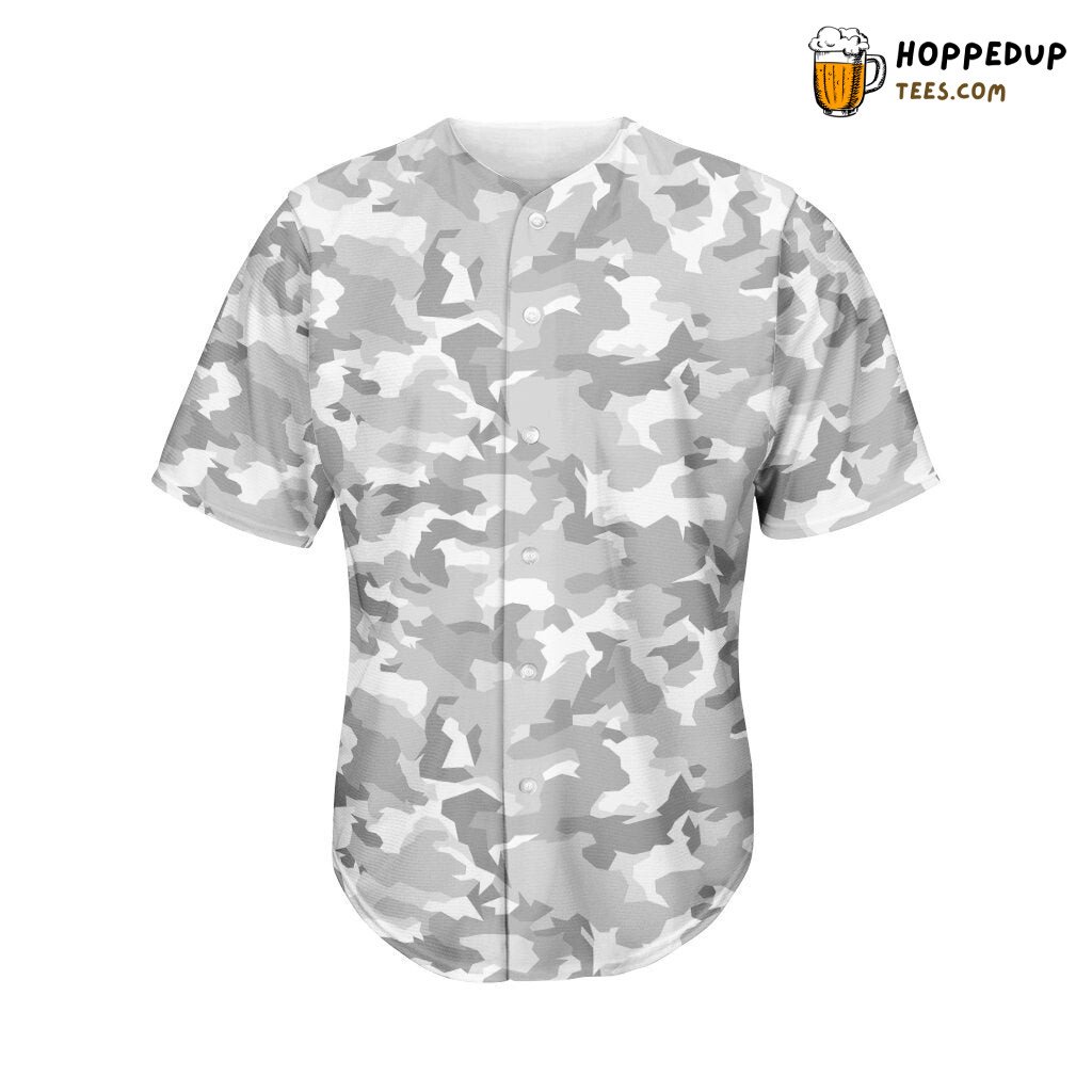 White Snow Camouflage Baseball Tee Jersey Shirts 3D
