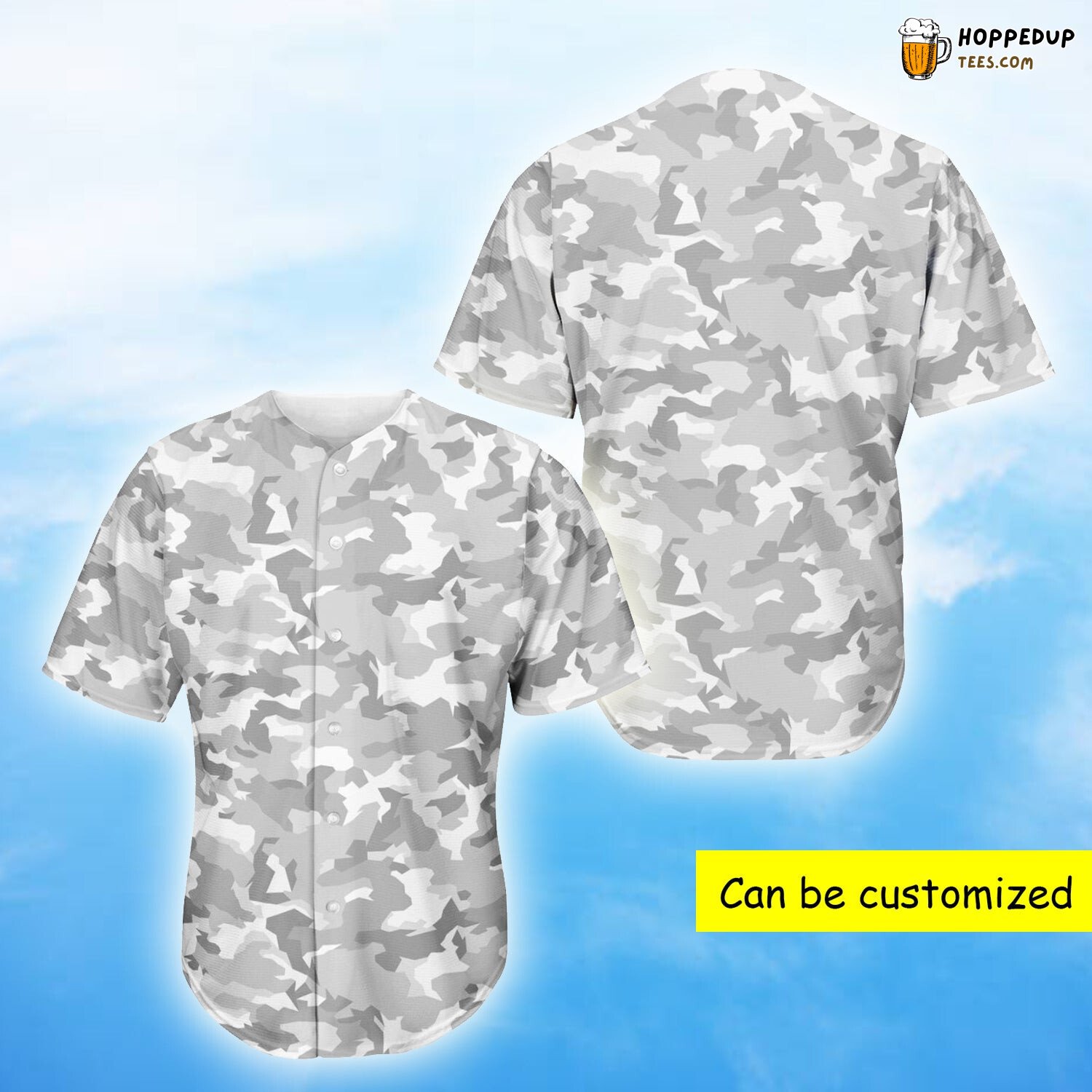 White Snow Camouflage Baseball Tee Jersey Shirts 3D