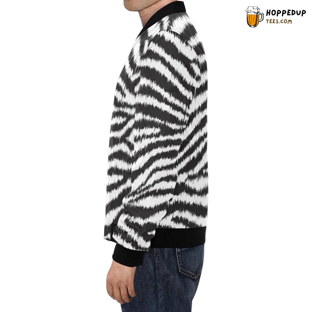 White Tiger Pattern Printed Men’s Bomber Jacket Unique Design Style
