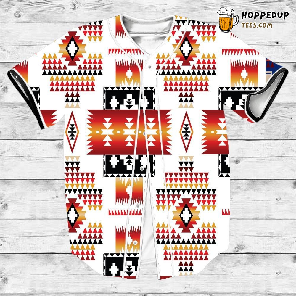 White Tribes Pattern Native American Baseball Tee Jersey Shirts 3D Printed