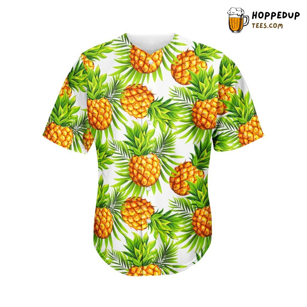 White Tropical Pineapple Baseball Tee Jersey Shirts 3D