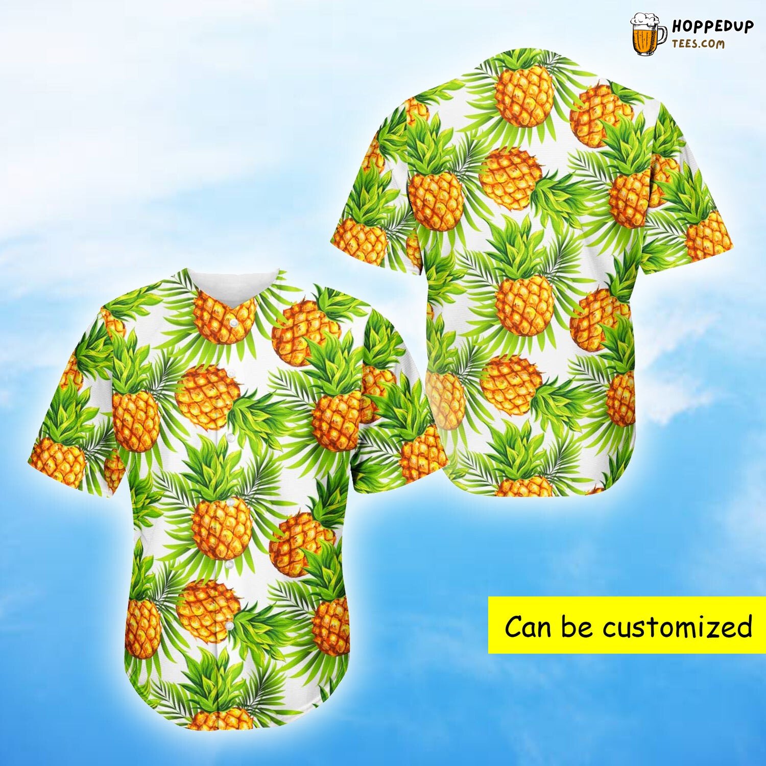 White Tropical Pineapple Baseball Tee Jersey Shirts 3D