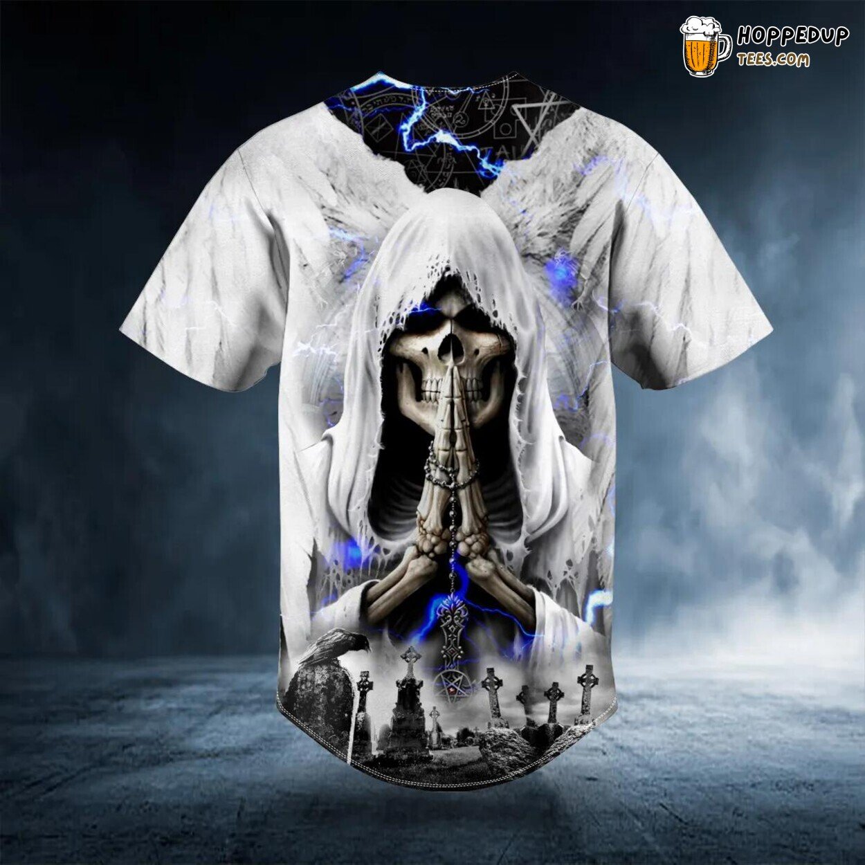 White Winged Grim Reaper Prayers Baseball Jersey Viking 3D Print Unique Design