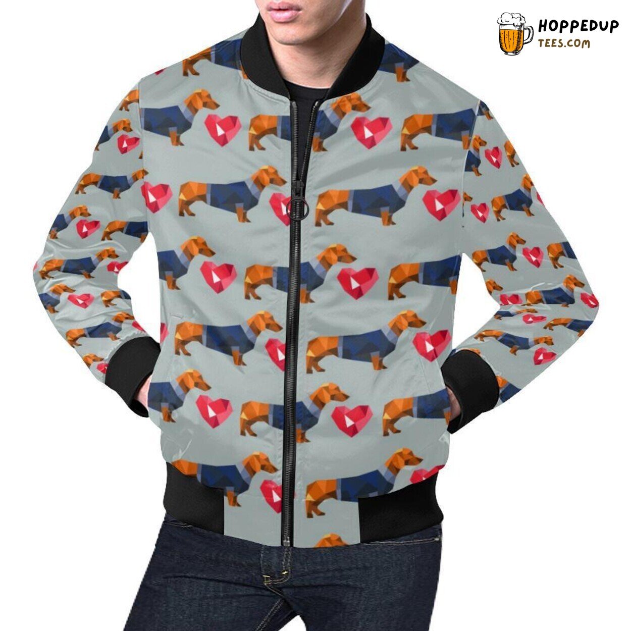 Wiener Dog Dachshund Pattern Men’s Bomber Jacket Exclusive Fashion Wiener Dog Dachshund Pattern Men’s Bomber Jacket Exclusive Fashion