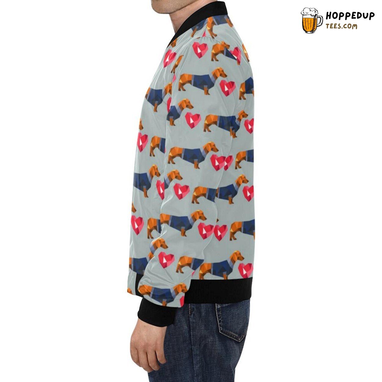 Wiener Dog Dachshund Pattern Men’s Bomber Jacket Exclusive Fashion